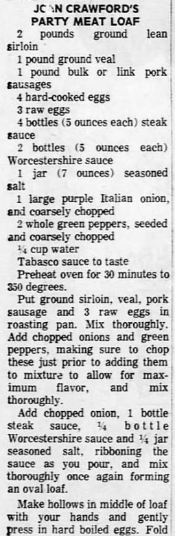 Joan Crawford's Party Meat Loaf. 